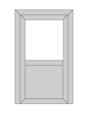 Semi-vitré : 1 vitrage + 1 traverse + 1 panneau